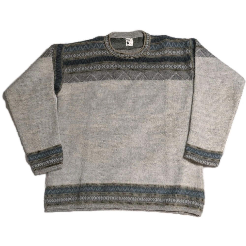 Alpaca Wool Sweater Mens XL‎ Fair Isle Nordic Andean Ecuador Fuzzy Warm Pullover